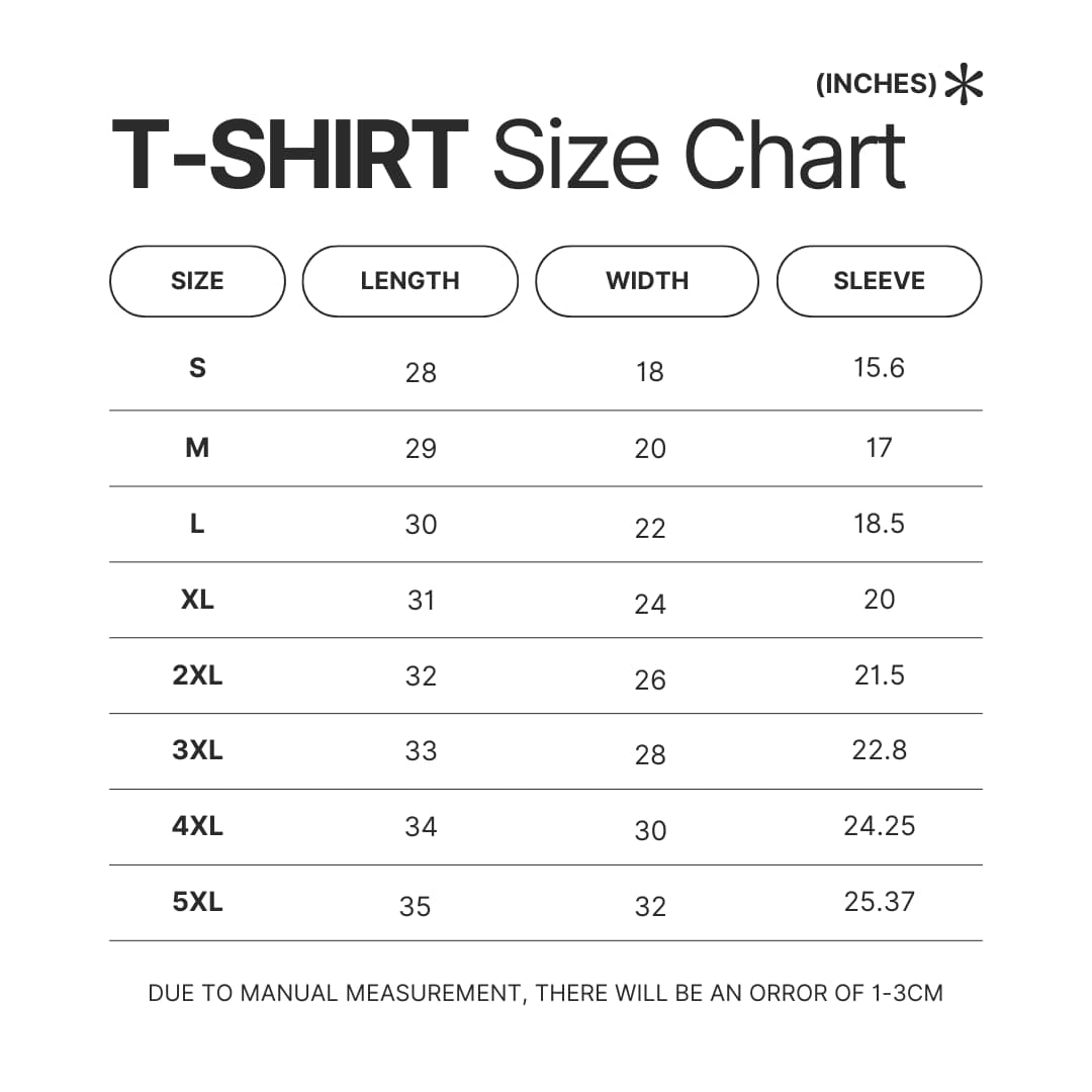 T shirt Size Chart - Power Rangers Store