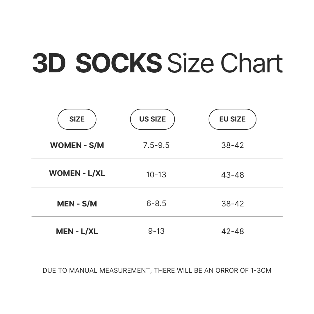 3D Socks Size Chart - Power Rangers Store