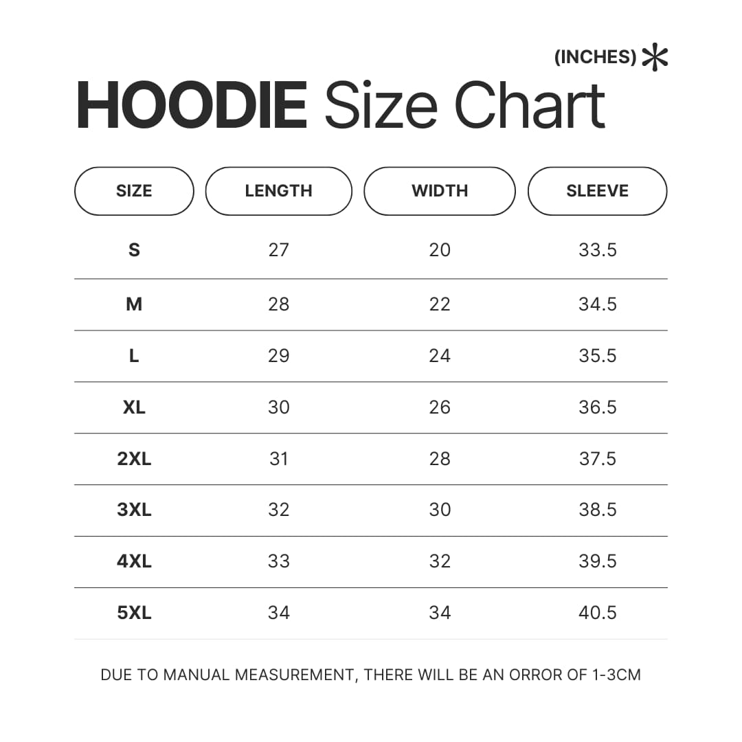 Hoodie Size Chart - Power Rangers Store