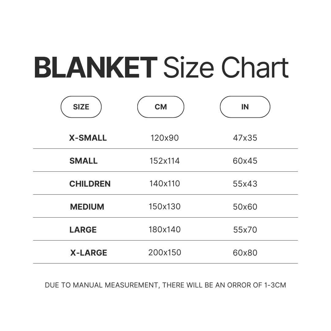 Blanket Size Chart - Power Rangers Store