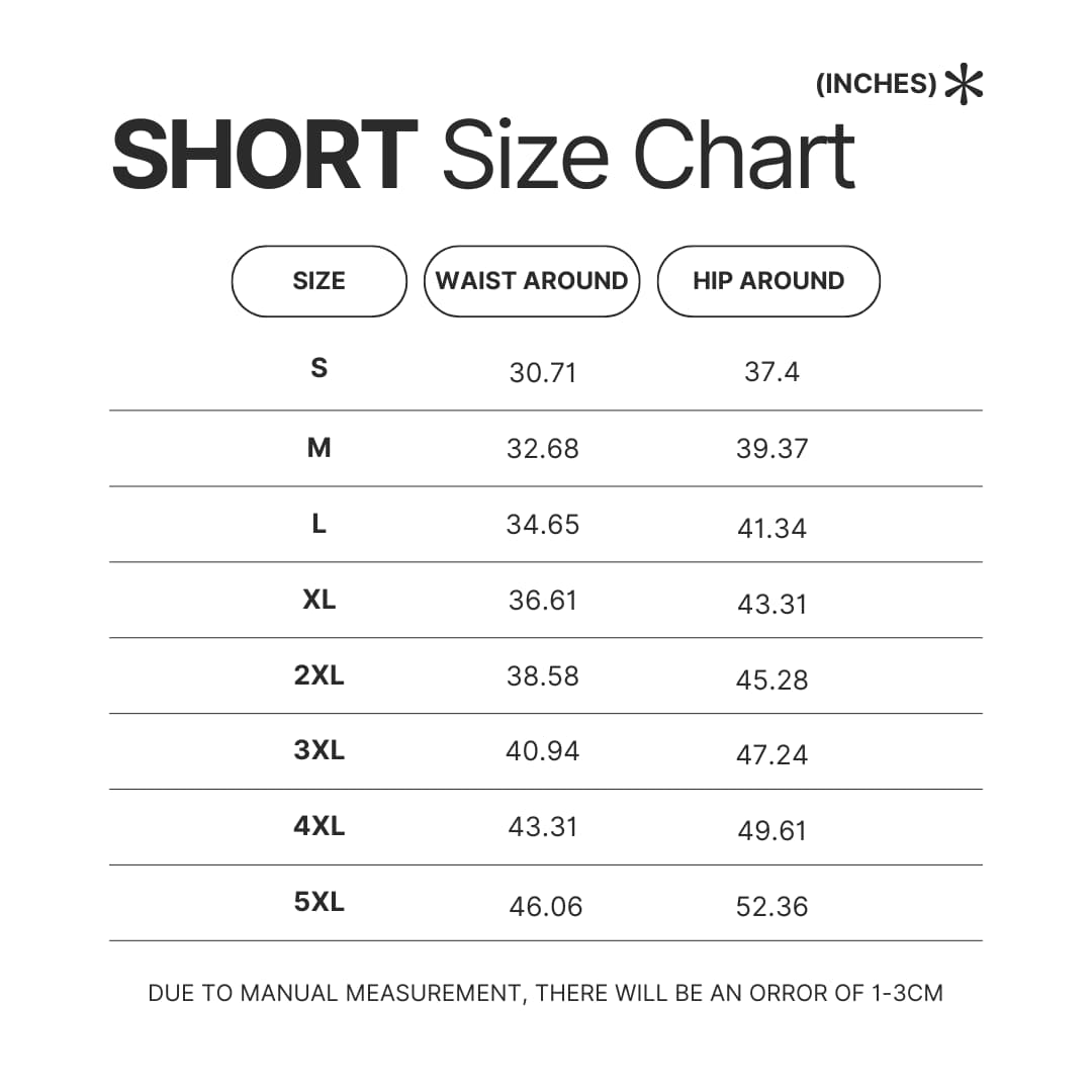 Short Size Chart - Power Rangers Store