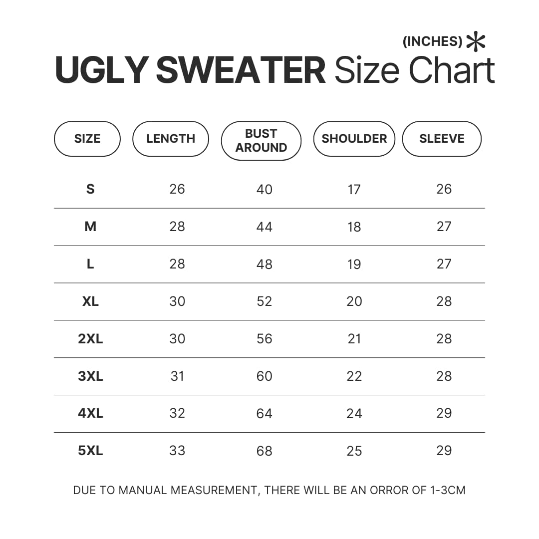 Ugly Sweater Size Chart - Power Rangers Store