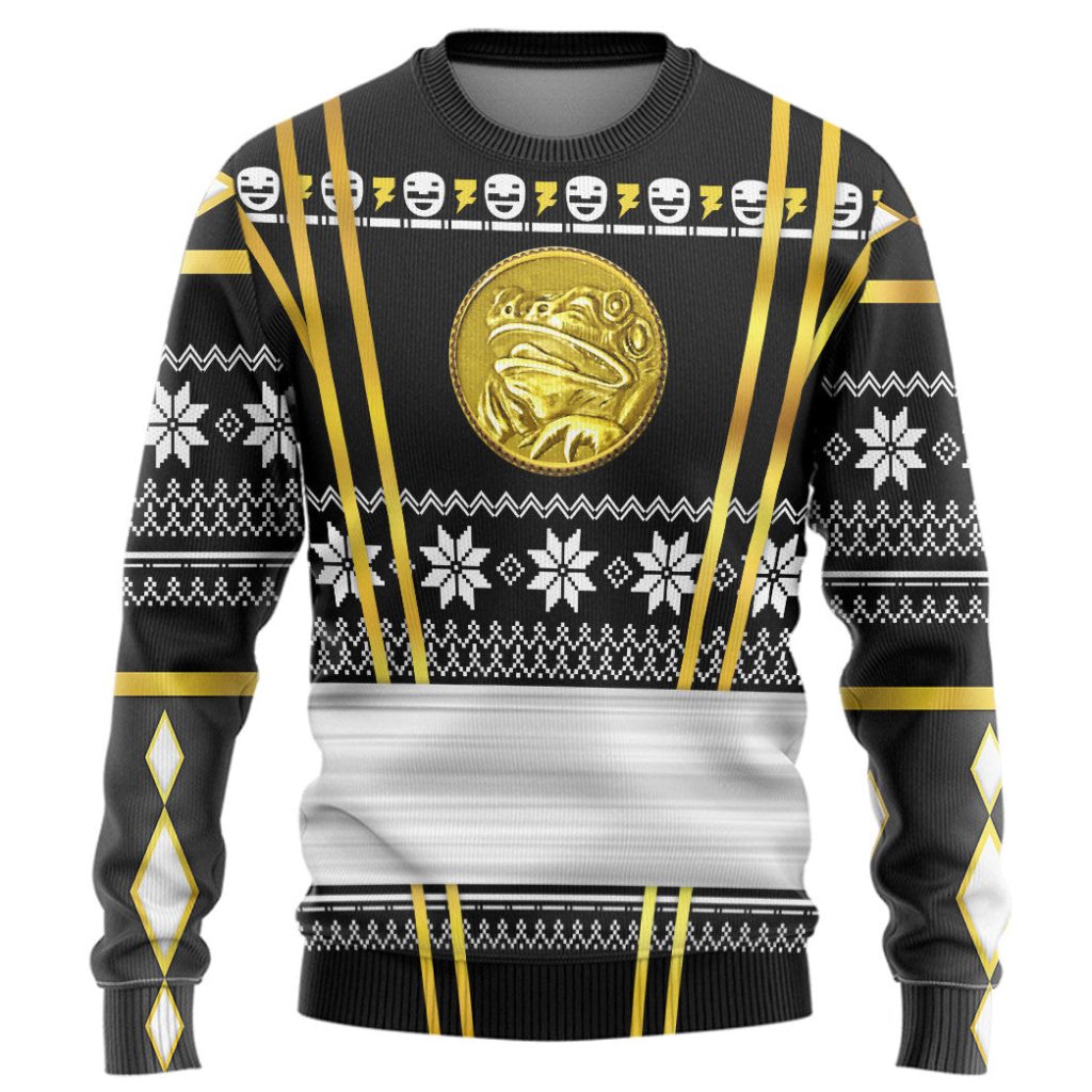 3D Black Ninja Mighty Morphin Power Rangers Ugly Sweater