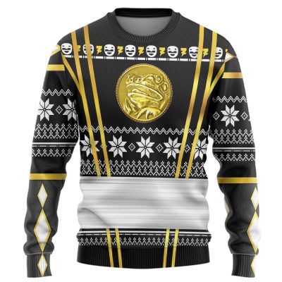 3D Black Ninja Mighty Morphin Power Rangers Ugly Sweater