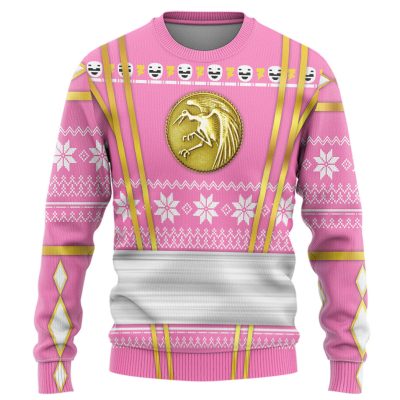 3D Pink Ninja Mighty Morphin Power Rangers Ugly Sweater