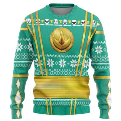 3D Green Ninja Mighty Morphin Power Rangers Ugly Sweater