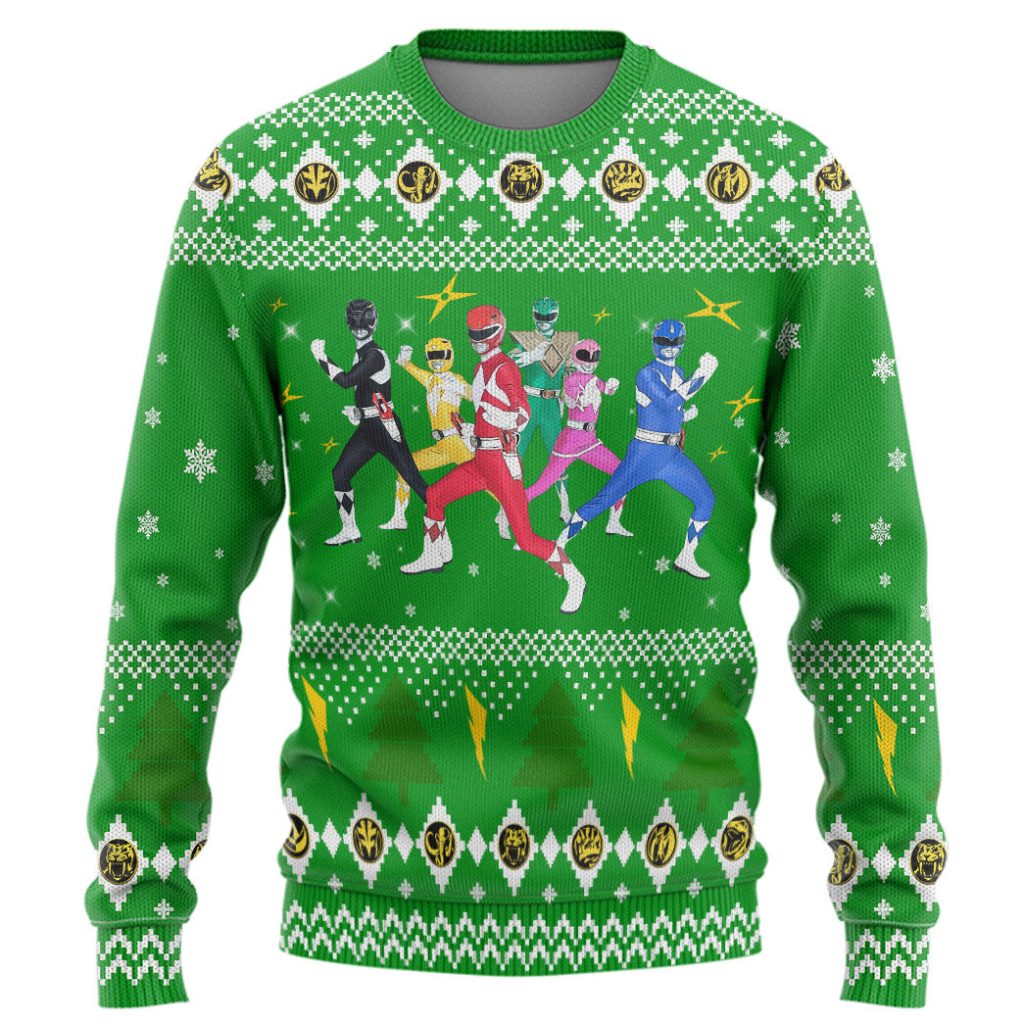 3D Mighty Morphin Power Rangers Christmas Ugly Sweater