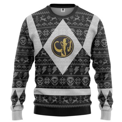 3D Power Ranger Mighty Morphin Black Power Ranger Ugly Christmas Sweater