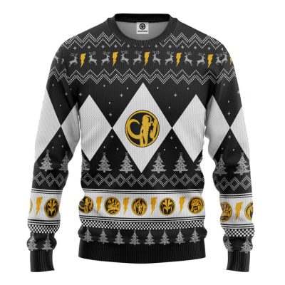 3D Mighty Morphin Black Ranger Christmas Ugly Sweater