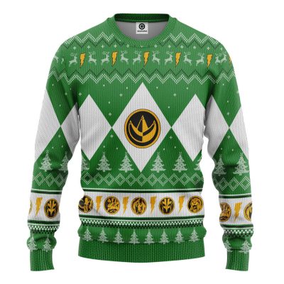 3D Mighty Morphin Green Ranger Christmas Ugly Sweater