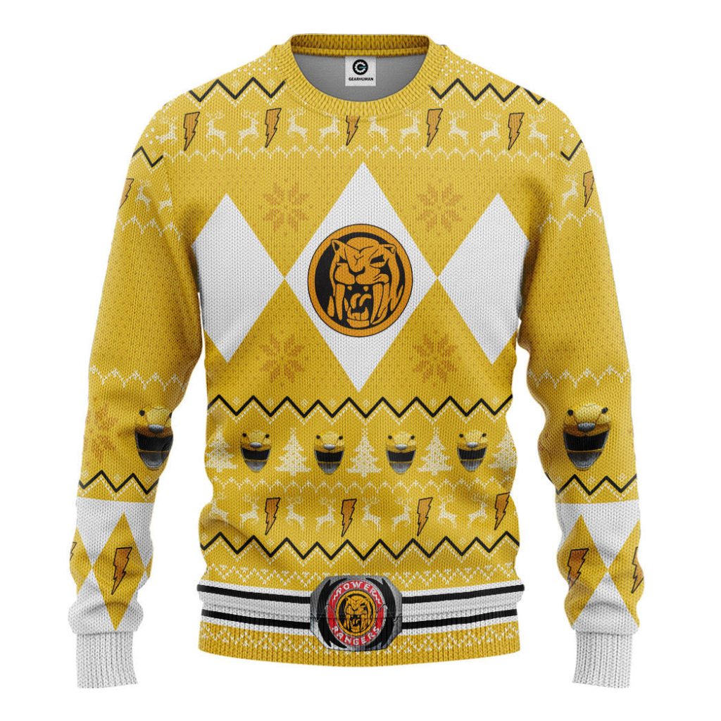 3D MMPR Yellow Ranger Christmas Ugly Sweater