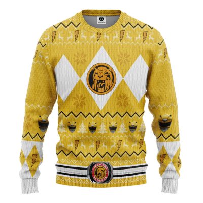 3D MMPR Yellow Ranger Christmas Ugly Sweater