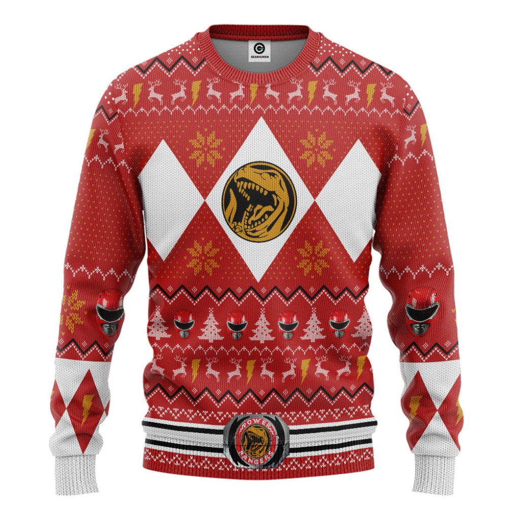 3D MMPR Red Ranger Christmas Ugly Sweater