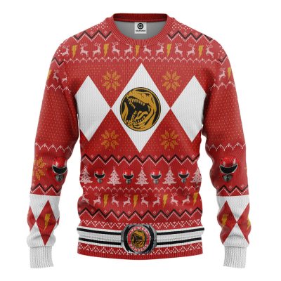 3D MMPR Red Ranger Christmas Ugly Sweater