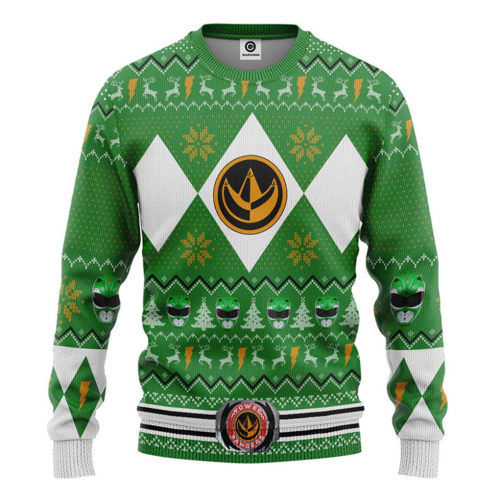 3D MMPR Green Ranger Christmas Ugly Sweater