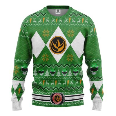 3D MMPR Green Ranger Christmas Ugly Sweater