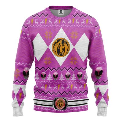 3D MMPR Pink Ranger Christmas Ugly Sweater