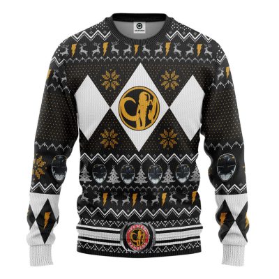 3D MMPR Black Ranger Christmas Ugly Sweater