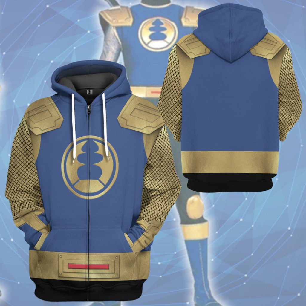 3D The Navy Thunder Rangers Ninja Storm Zipped Hoodie - Image 3