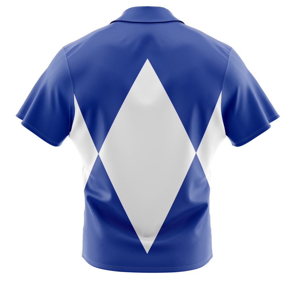 Blue Ranger Mighty Morphin Power Rangers Button Up Hawaiian Shirt - Image 2