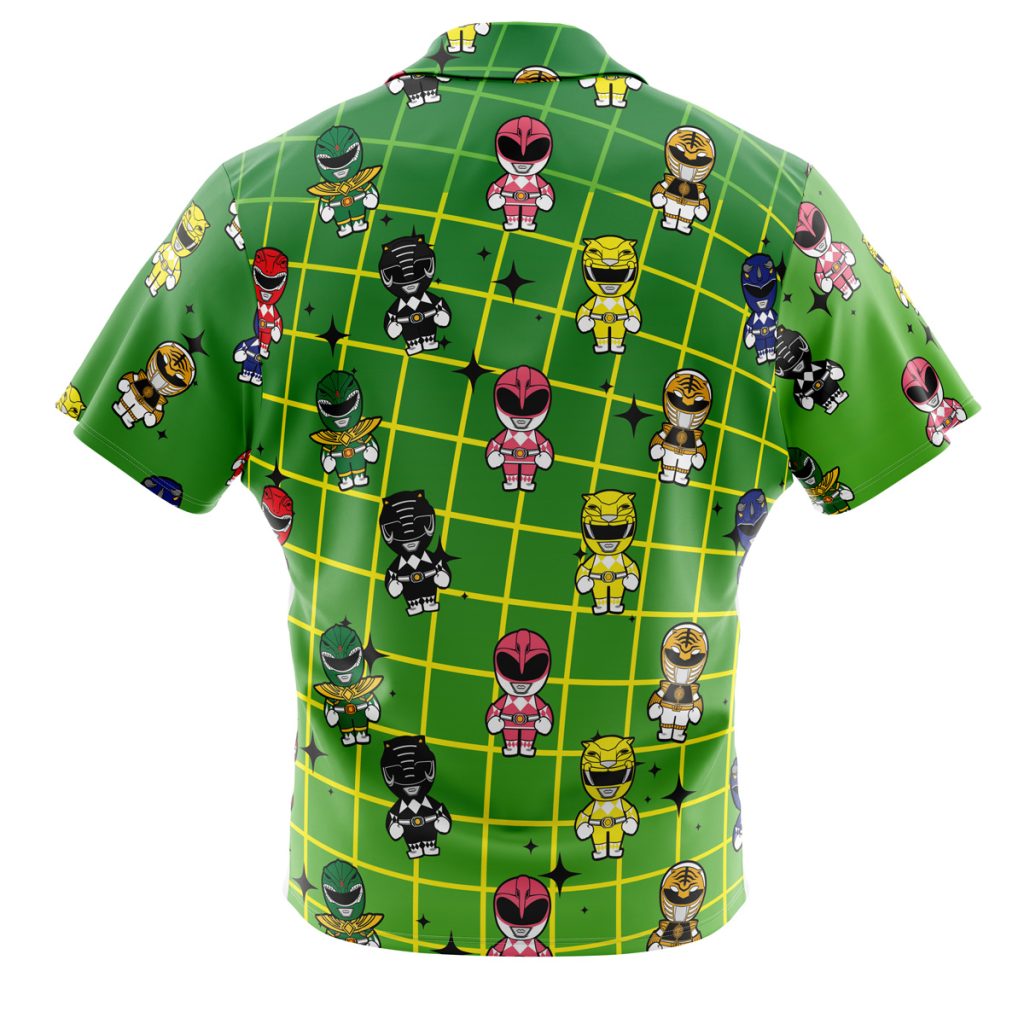 Chibi Power Rangers Pattern Button Up Hawaiian Shirt - Image 2