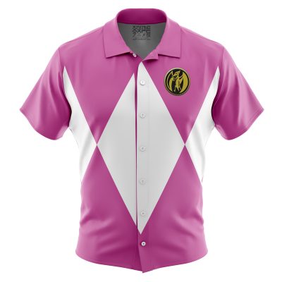 Pink Ranger Mighty Morphin Power Rangers Button Up Hawaiian Shirt