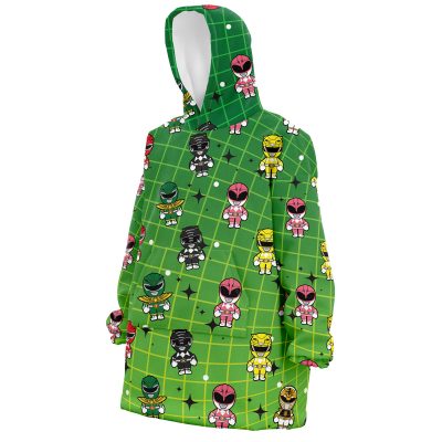 Chibi Mighty Morphin Power Rangers Pattern Snug Oversized Blanket Hoodie