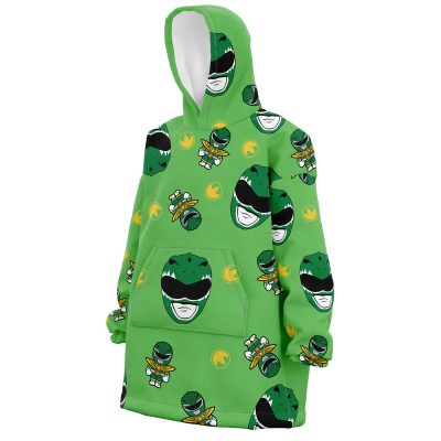 Green Ranger Pattern Mighty Morphin Power Rangers Snug Oversized Blanket Hoodie