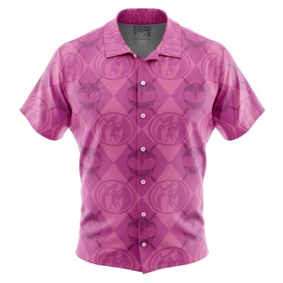 Pink Ranger Pattern Power Rangers Button Up Hawaiian Shirt