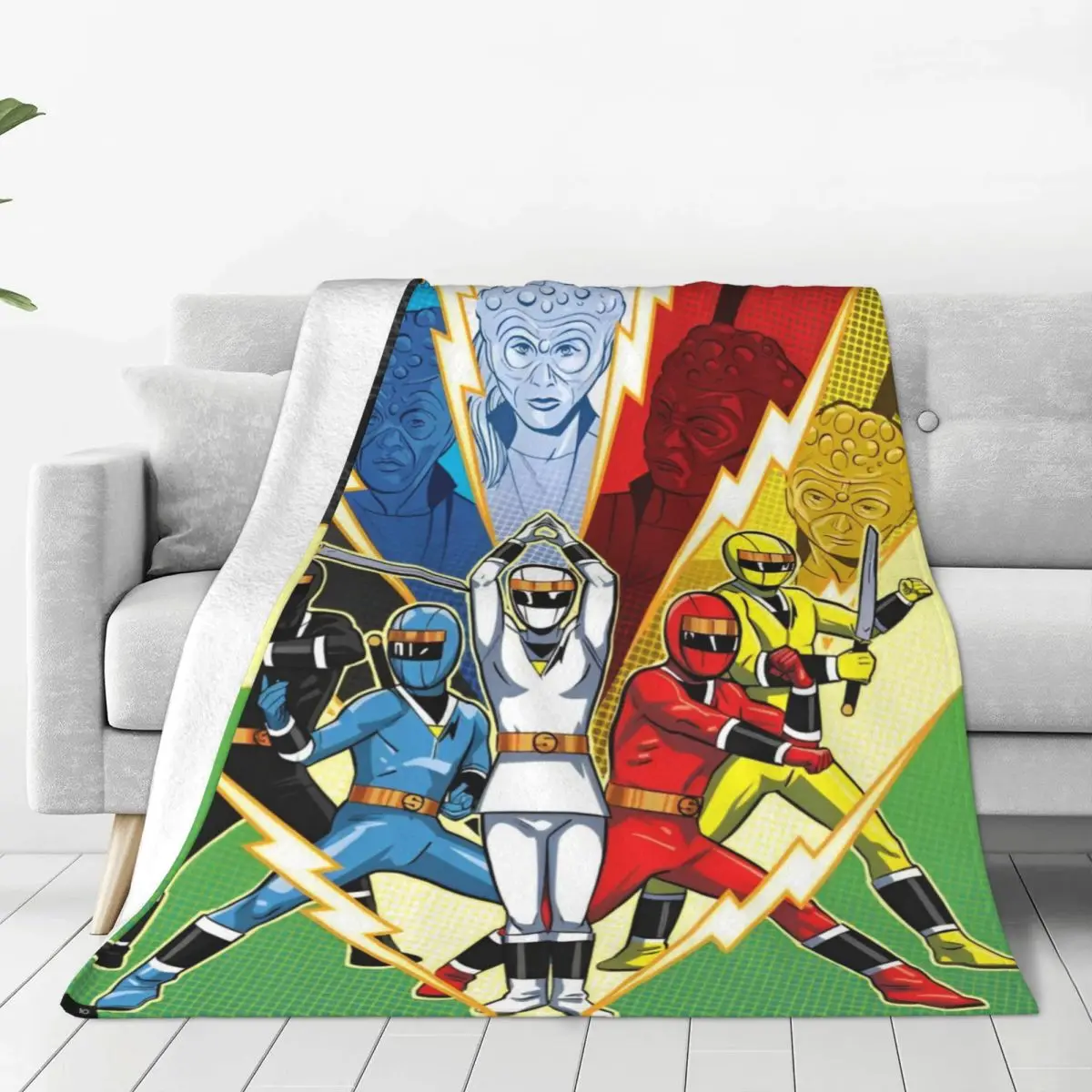 Mighty Morphin Rangers Pose Cartoon Blanket
