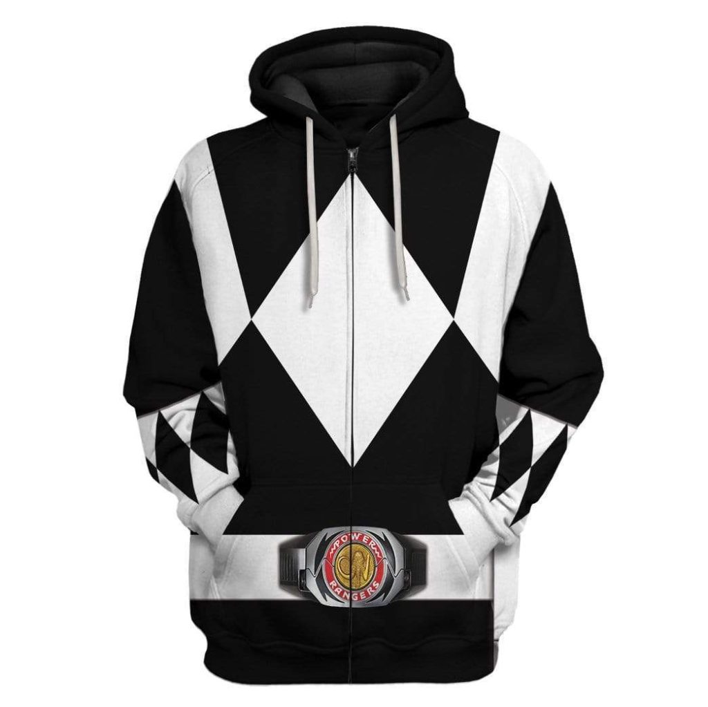 Cosplay Black MIGHTY MORPHIN Power Ranger Zipped Hoodie