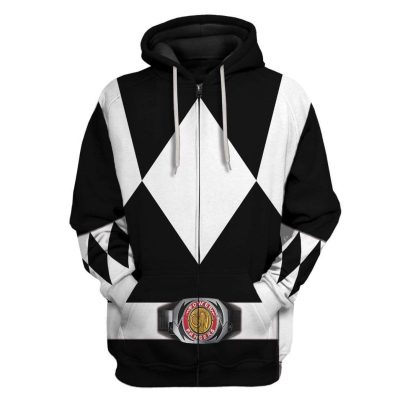 Cosplay Black MIGHTY MORPHIN Power Ranger Zipped Hoodie