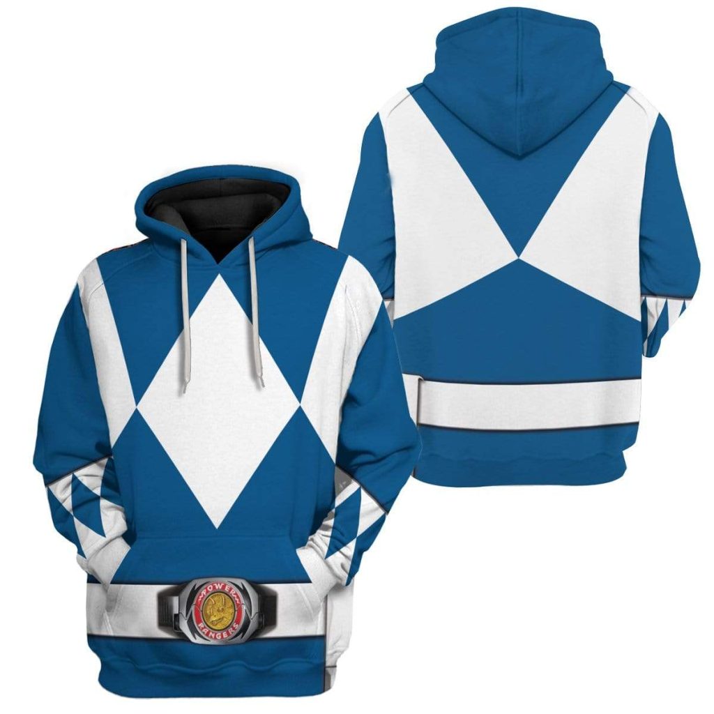 Cosplay Blue MIGHTY MORPHIN Power Ranger  3D Hoodie - Image 2