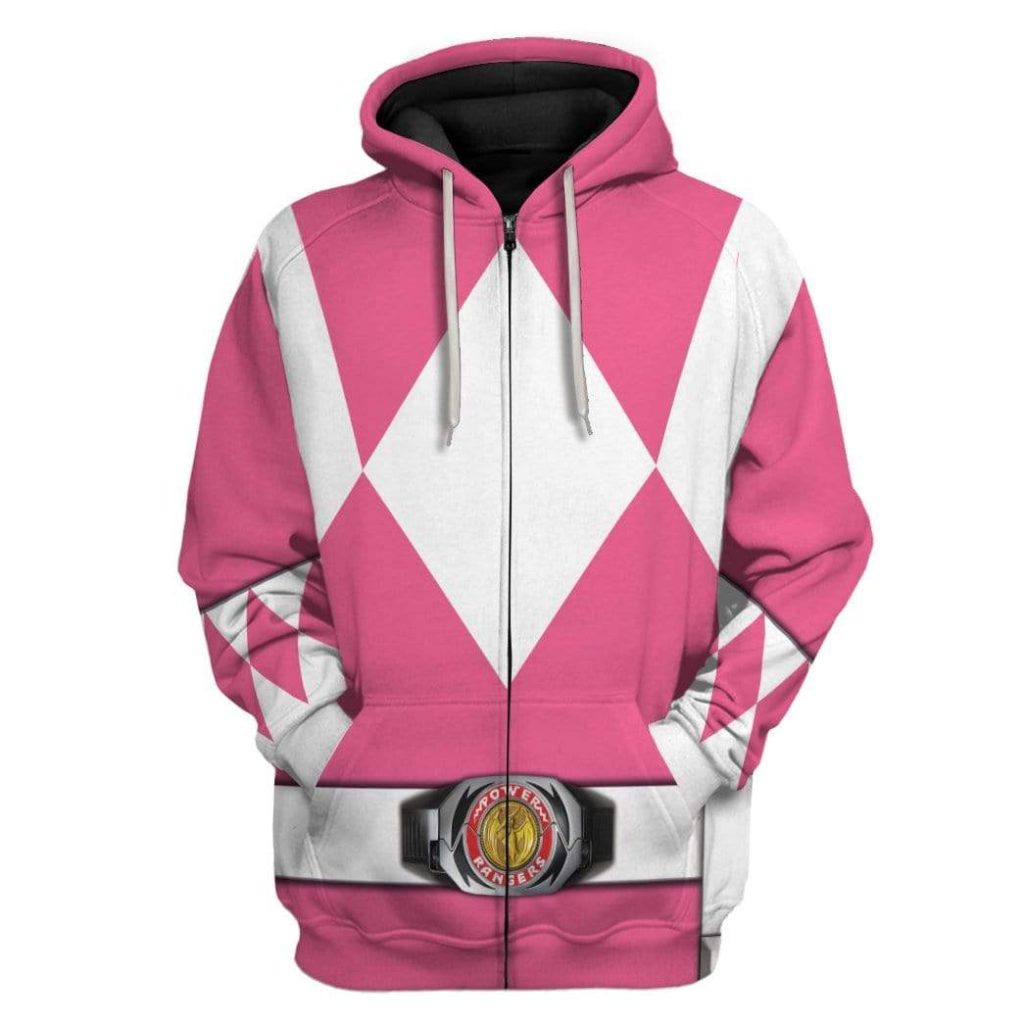 Cosplay Pink MIGHTY MORPHIN Power Ranger Zipped Hoodie