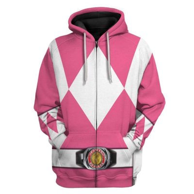 Cosplay Pink MIGHTY MORPHIN Power Ranger Zipped Hoodie