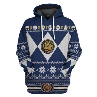 3D Blue MIGHTY MORPHIN Power Ranger Ugly Apparel