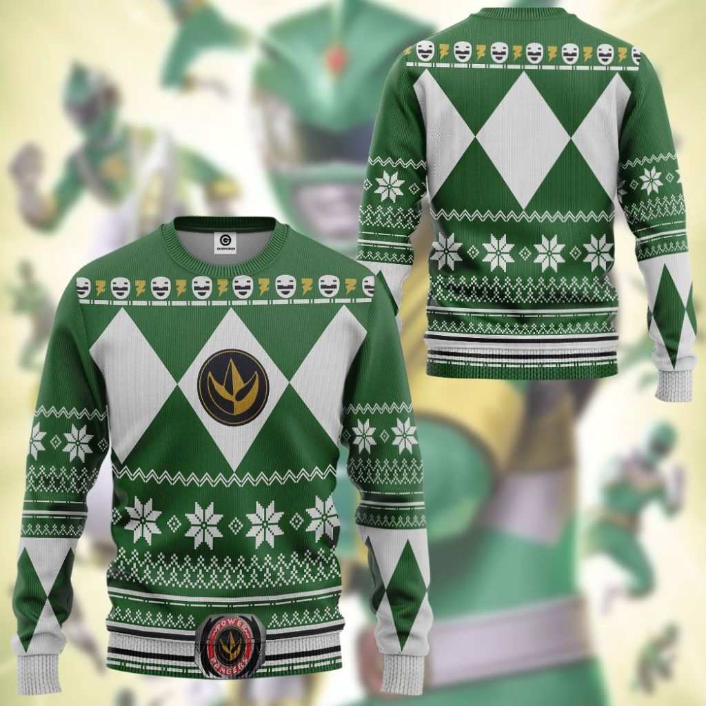 3D Green MIGHTY MORPHIN Power Ranger Ugly Design  Apparel - Image 9
