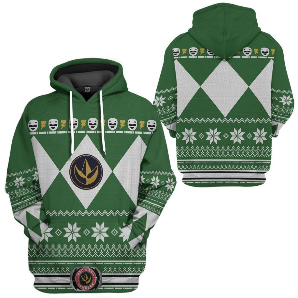 3D Green MIGHTY MORPHIN Power Ranger Ugly Design  Apparel - Image 5