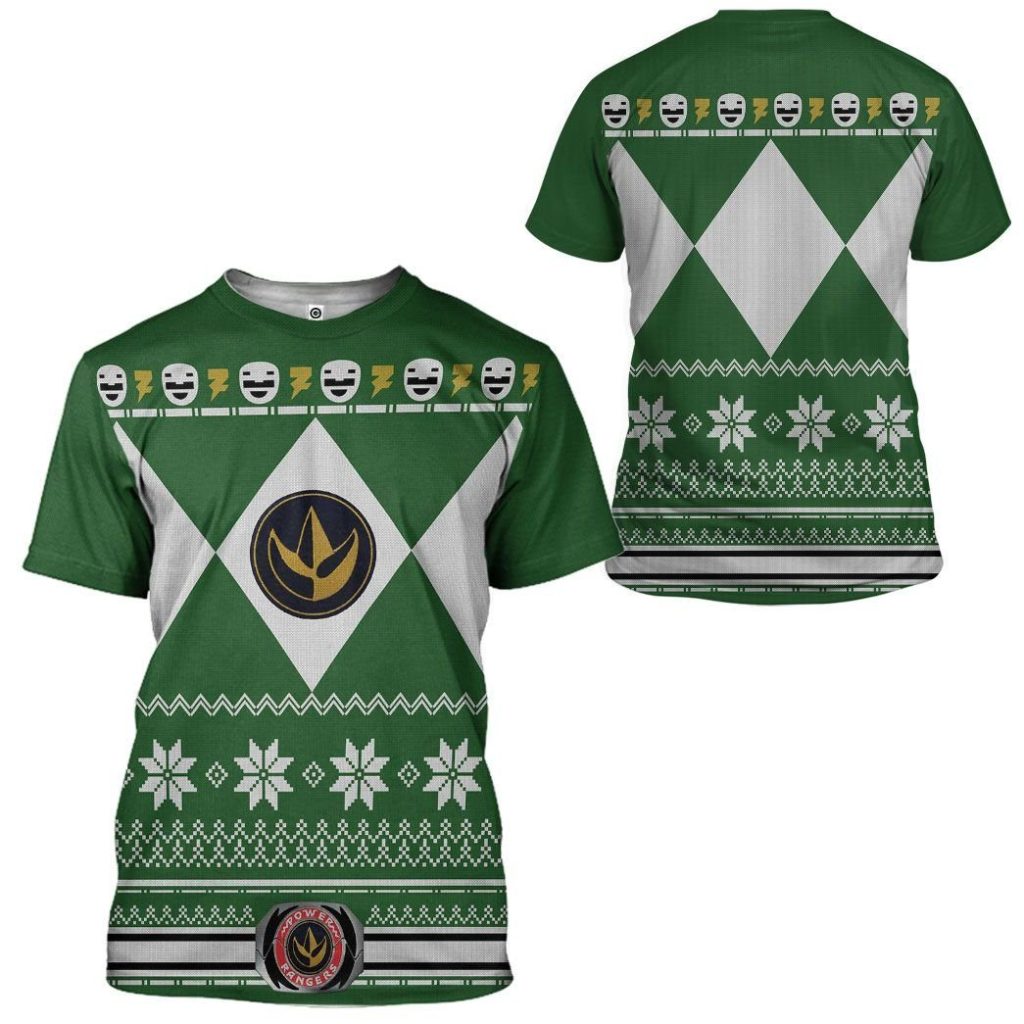 3D Green MIGHTY MORPHIN Power Ranger Ugly Design  Apparel - Image 6