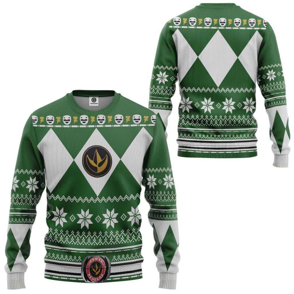 3D Green MIGHTY MORPHIN Power Ranger Ugly Design  Apparel - Image 7