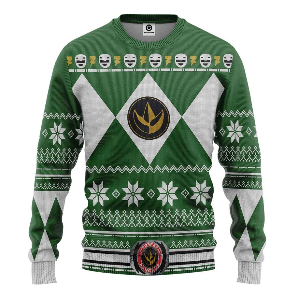 3D Green MIGHTY MORPHIN Power Ranger Ugly Design  Apparel - Image 2