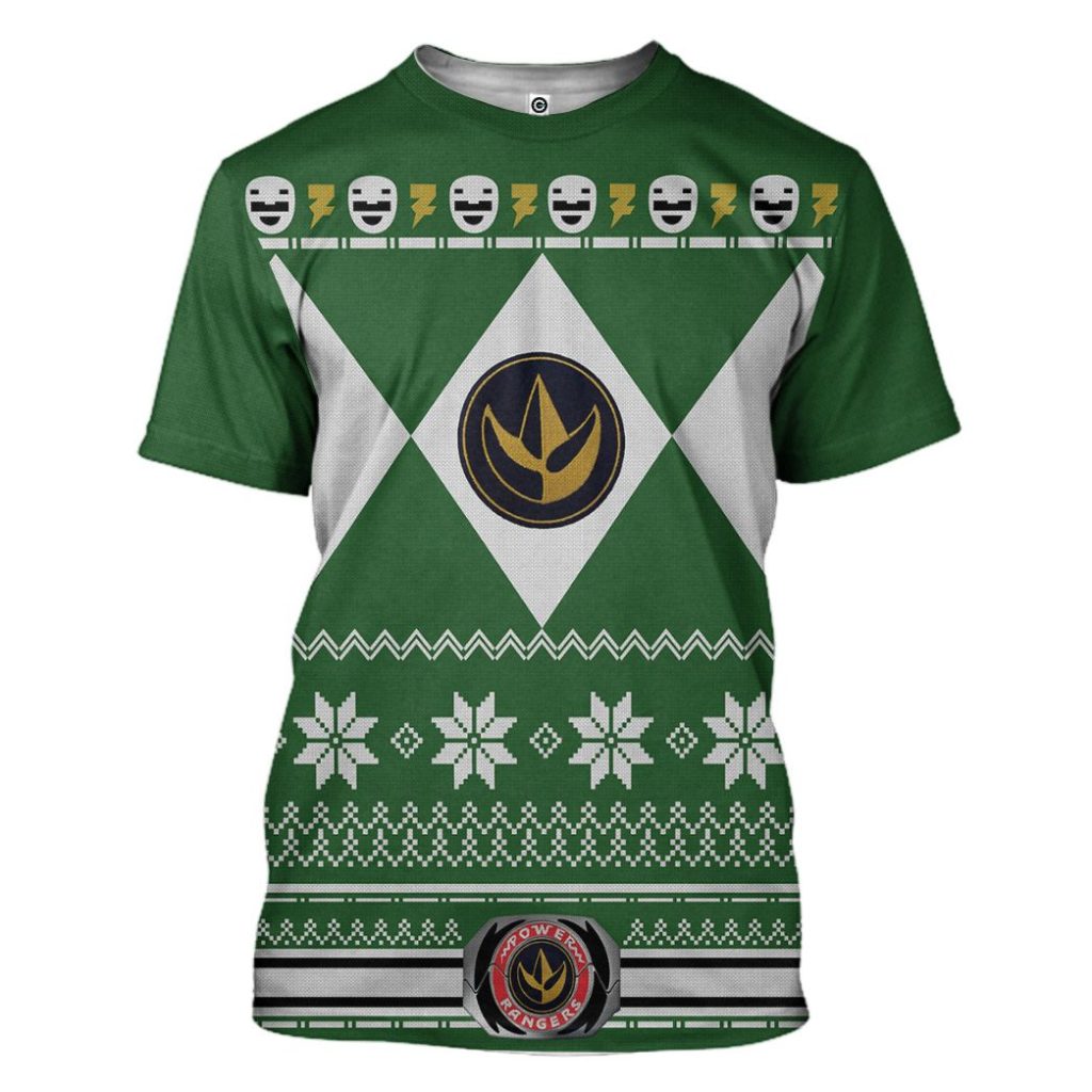 3D Green MIGHTY MORPHIN Power Ranger Ugly Design  Apparel - Image 3