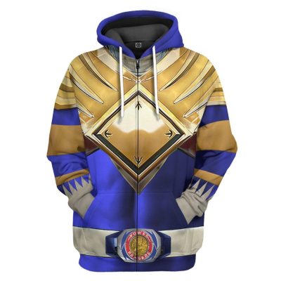 3D Mighty Morphin Blue 2 Power Rangers Zipped Hoodie