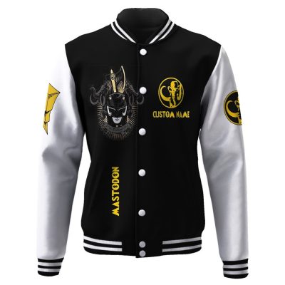3D Mighty Morphin Power Ranger Black Custom Name Baseball Jacket