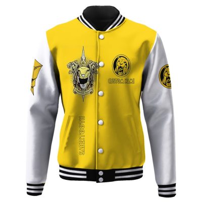 3D Mighty Morphin Power Ranger Yellow Custom Name Baseball Jacket