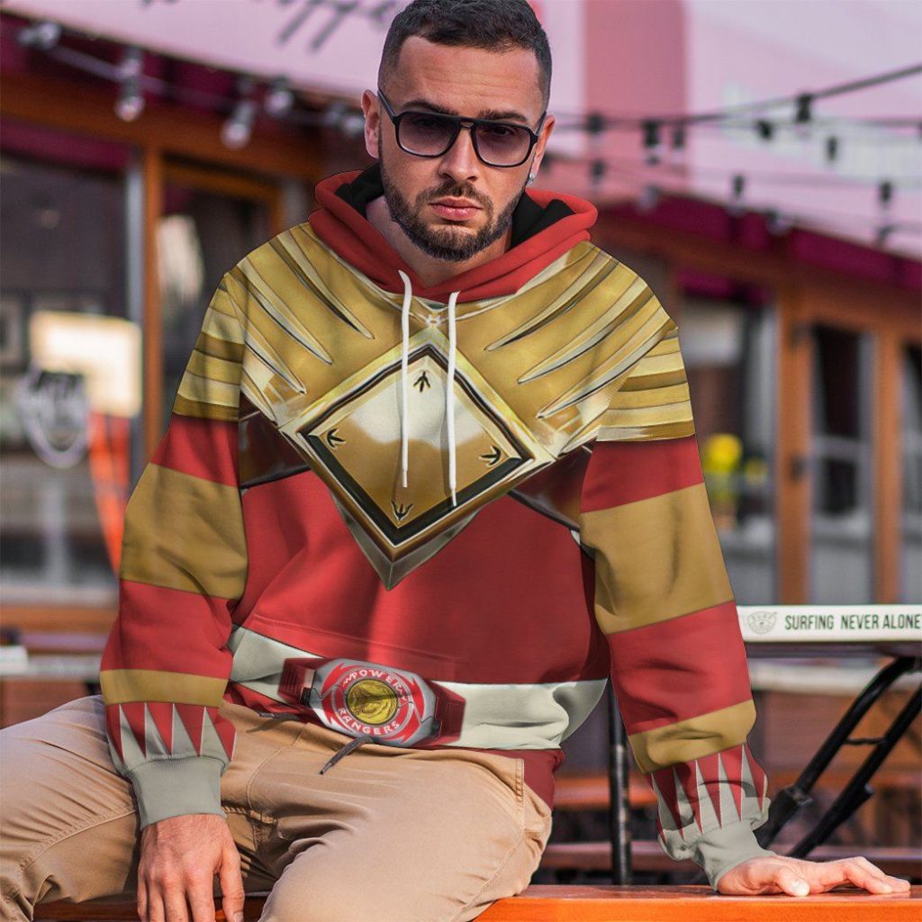 3D Mighty Morphin Red 2 Power Rangers Hoodie - Image 2