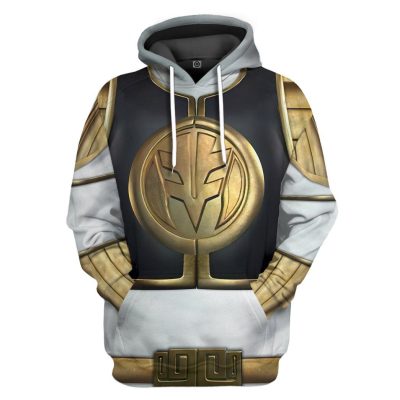 3D Mighty Morphin White Power Rangers Hoodie