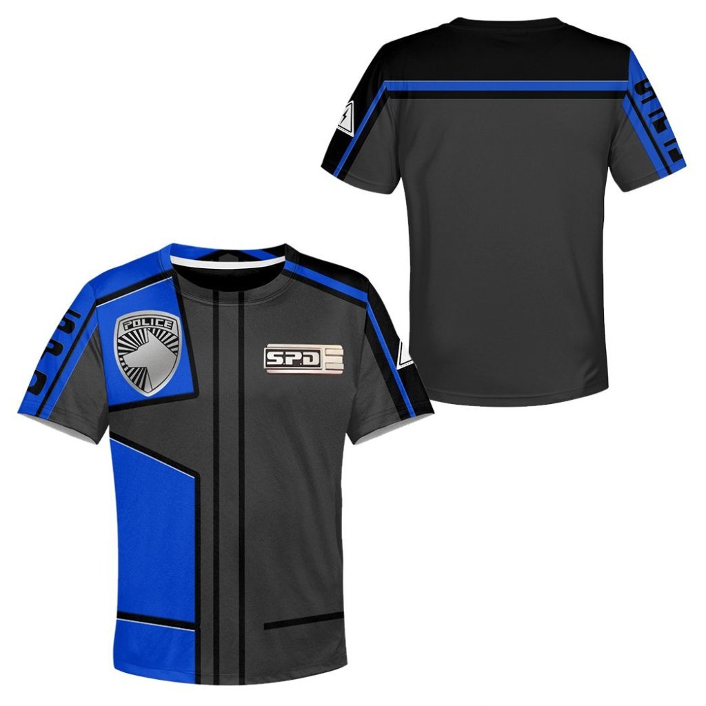 3D Power Rangers SPD Blue Uniform Kids T-shirt - Image 2