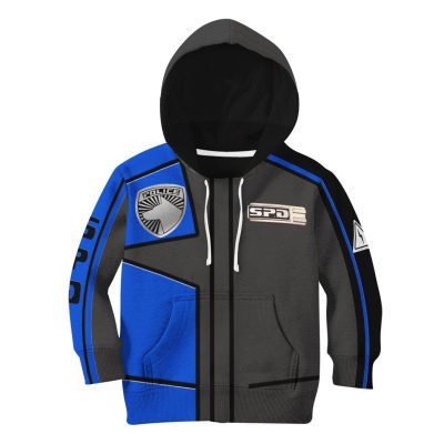 3D Power Rangers SPD Blue Uniform Kids Hoodie