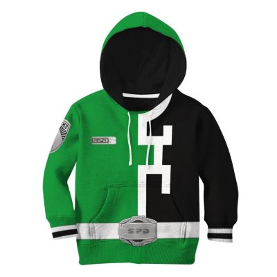 3D Power Rangers SPD Green Kids Hoodie